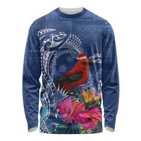 Personalized Samoa Christmas Long Sleeve Shirt Cardinal Honeyeater Mix Siapo
