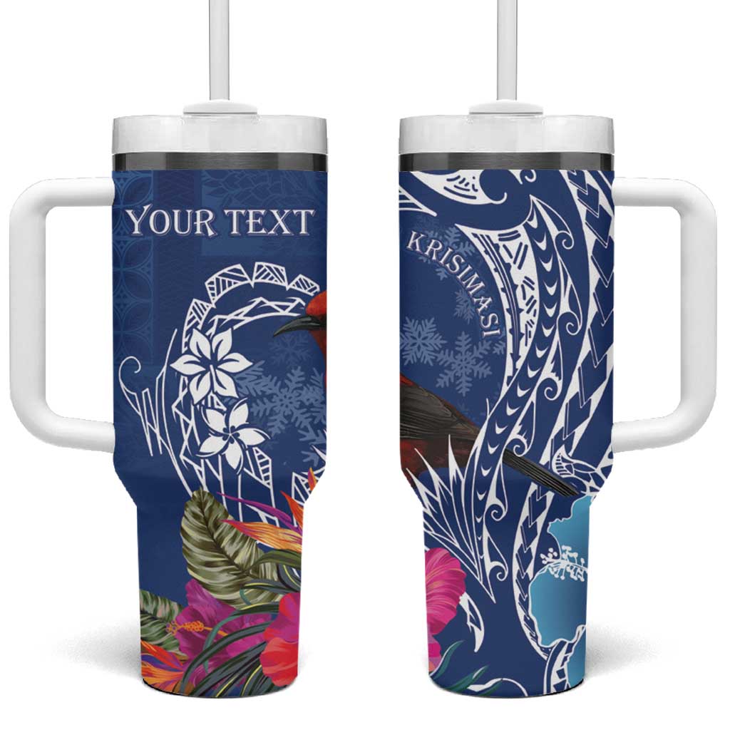 Personalized Samoa Christmas Tumbler With Handle Cardinal Honeyeater Mix Siapo