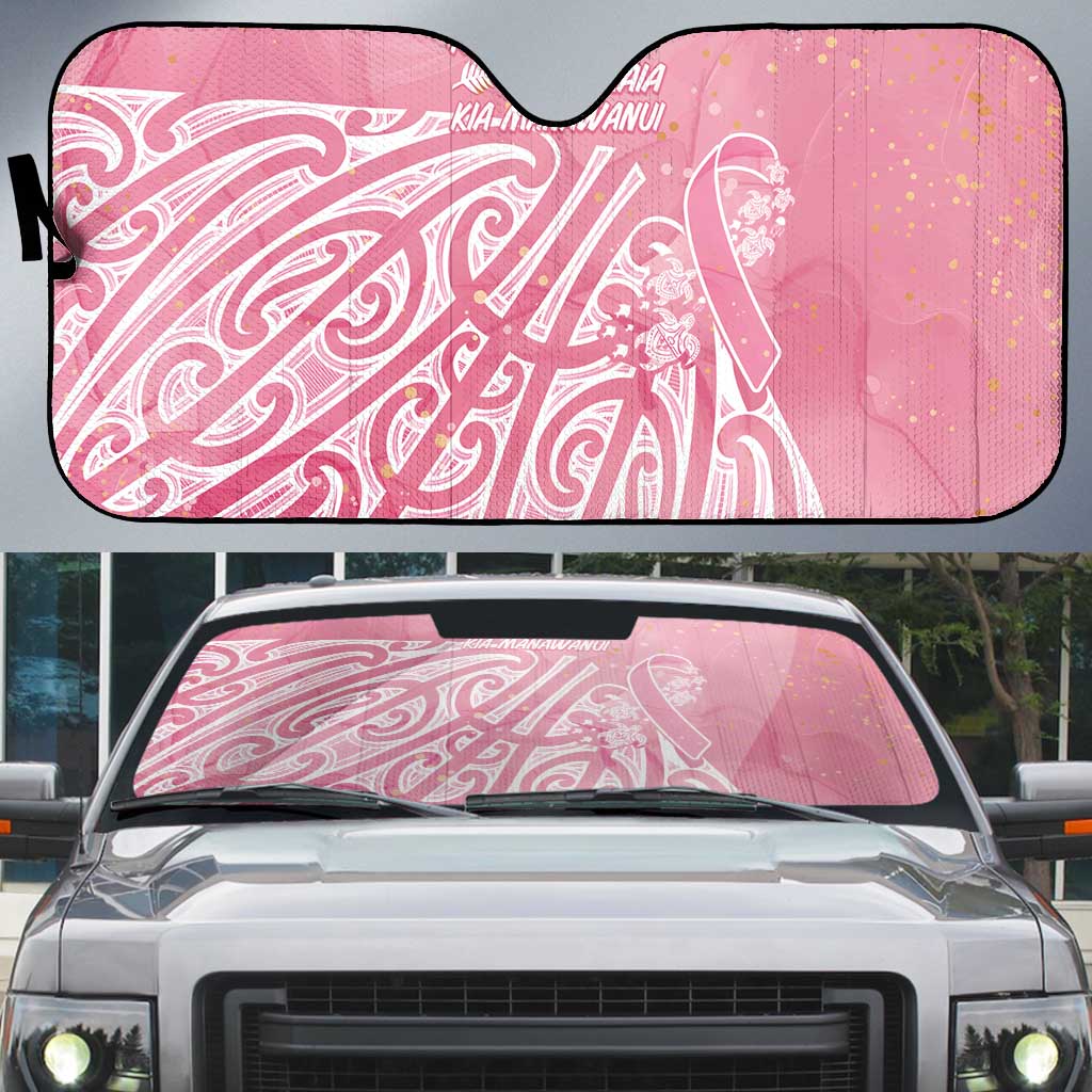 Breast Cancer Awareness Maori Auto Sun Shade Kia Kaha Kia Maia Kia Manawanui - Polynesian Pride