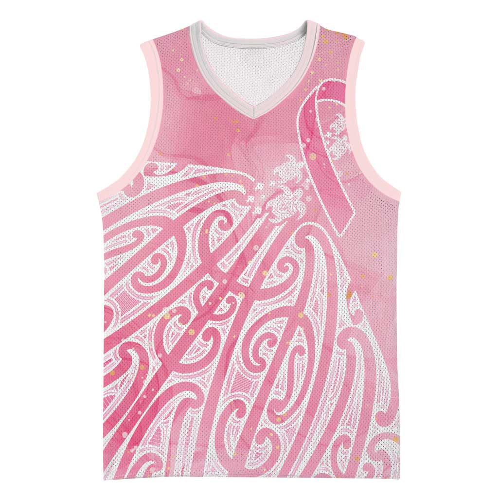 Breast Cancer Awareness Maori Basketball Jersey Kia Kaha Kia Maia Kia Manawanui - Polynesian Pride