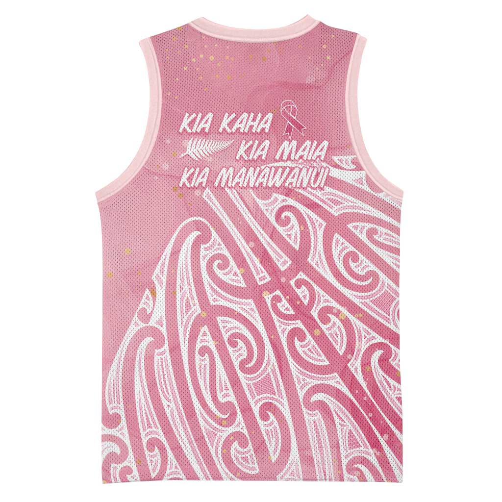 Breast Cancer Awareness Maori Basketball Jersey Kia Kaha Kia Maia Kia Manawanui - Polynesian Pride
