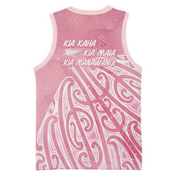 Breast Cancer Awareness Maori Basketball Jersey Kia Kaha Kia Maia Kia Manawanui - Polynesian Pride