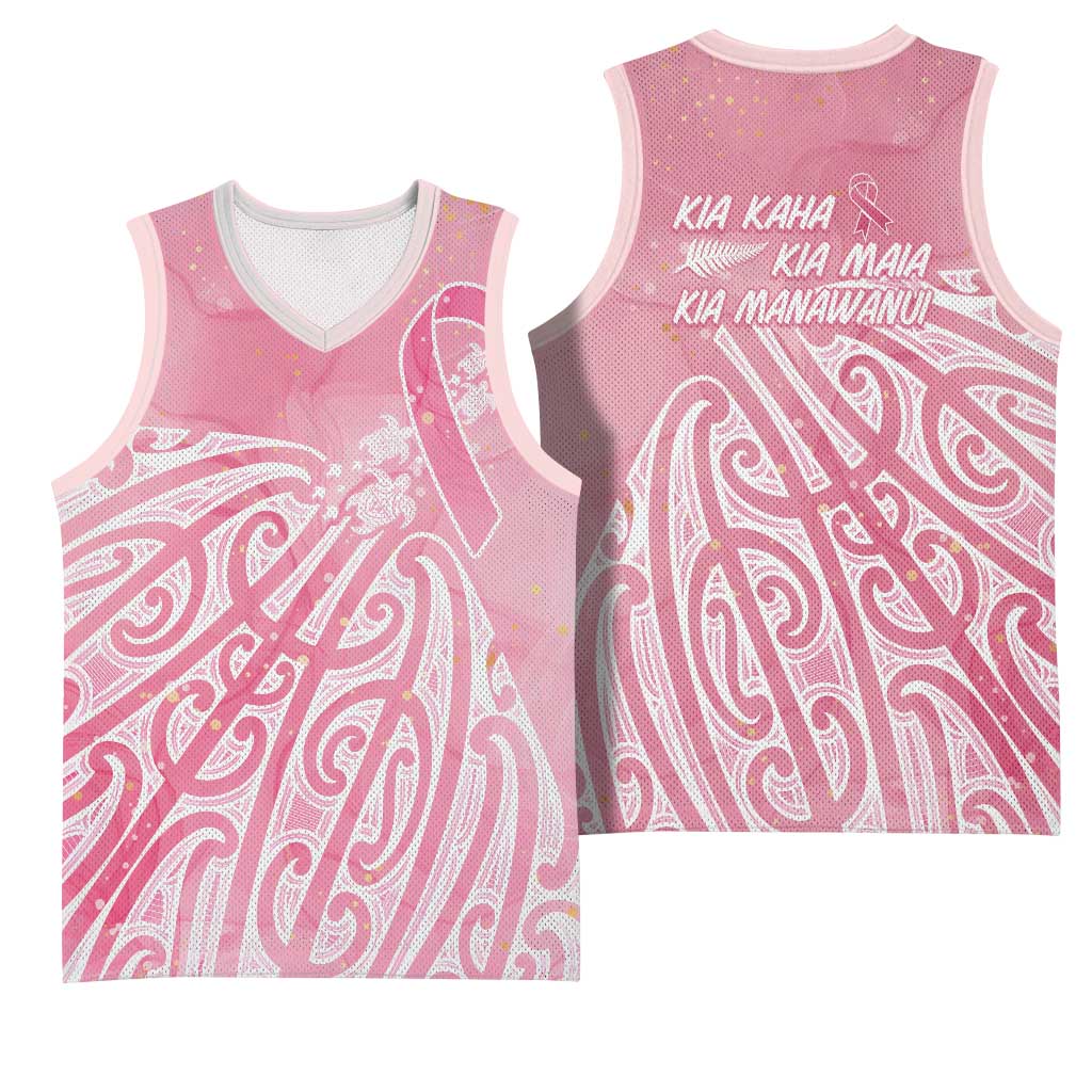 Breast Cancer Awareness Maori Basketball Jersey Kia Kaha Kia Maia Kia Manawanui - Polynesian Pride