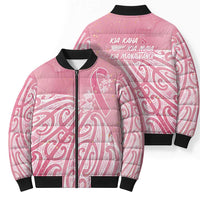 Breast Cancer Awareness Maori Bomber Puffer Jacket Kia Kaha Kia Maia Kia Manawanui - Polynesian Pride