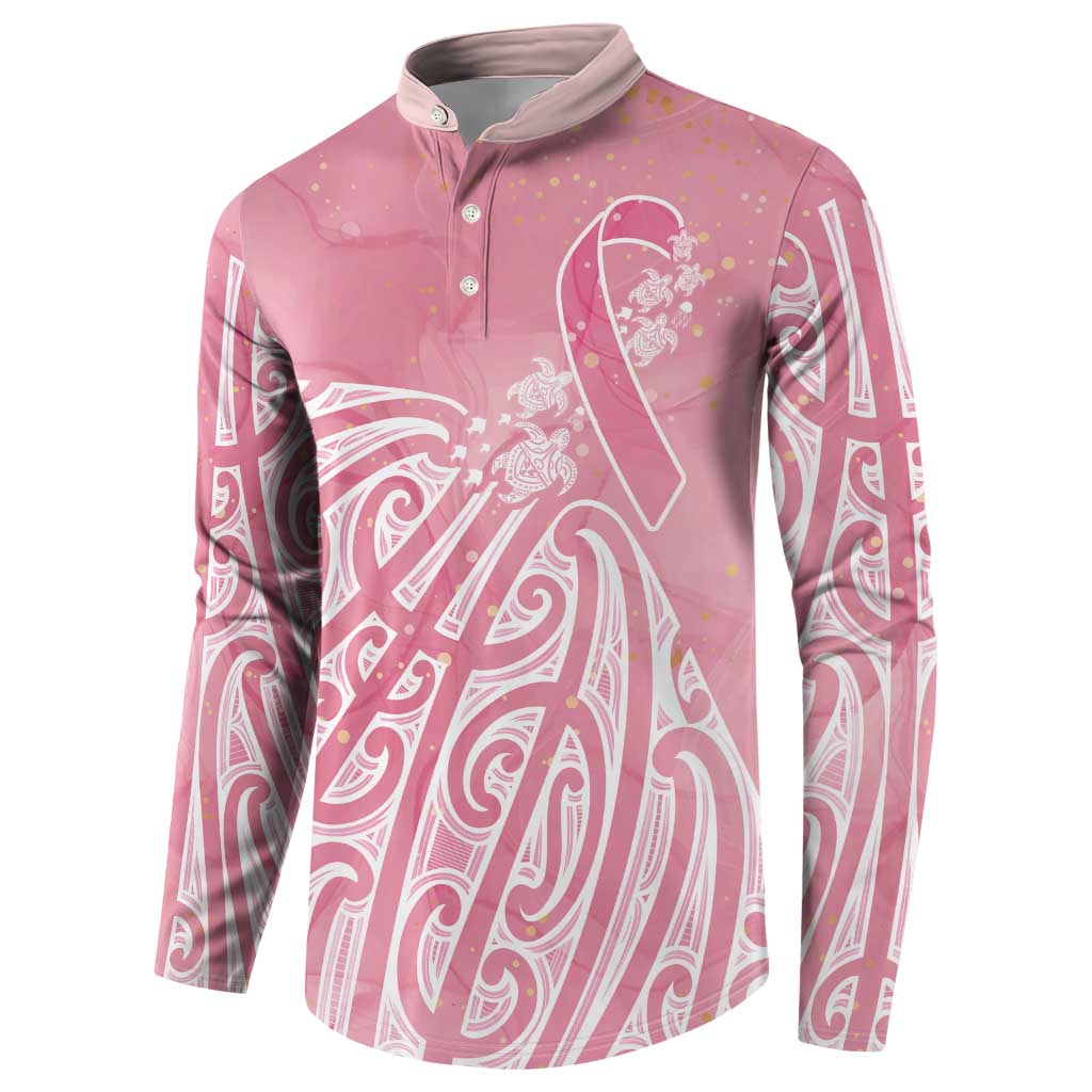 Breast Cancer Awareness Maori Button Sweatshirt Kia Kaha Kia Maia Kia Manawanui - Polynesian Pride