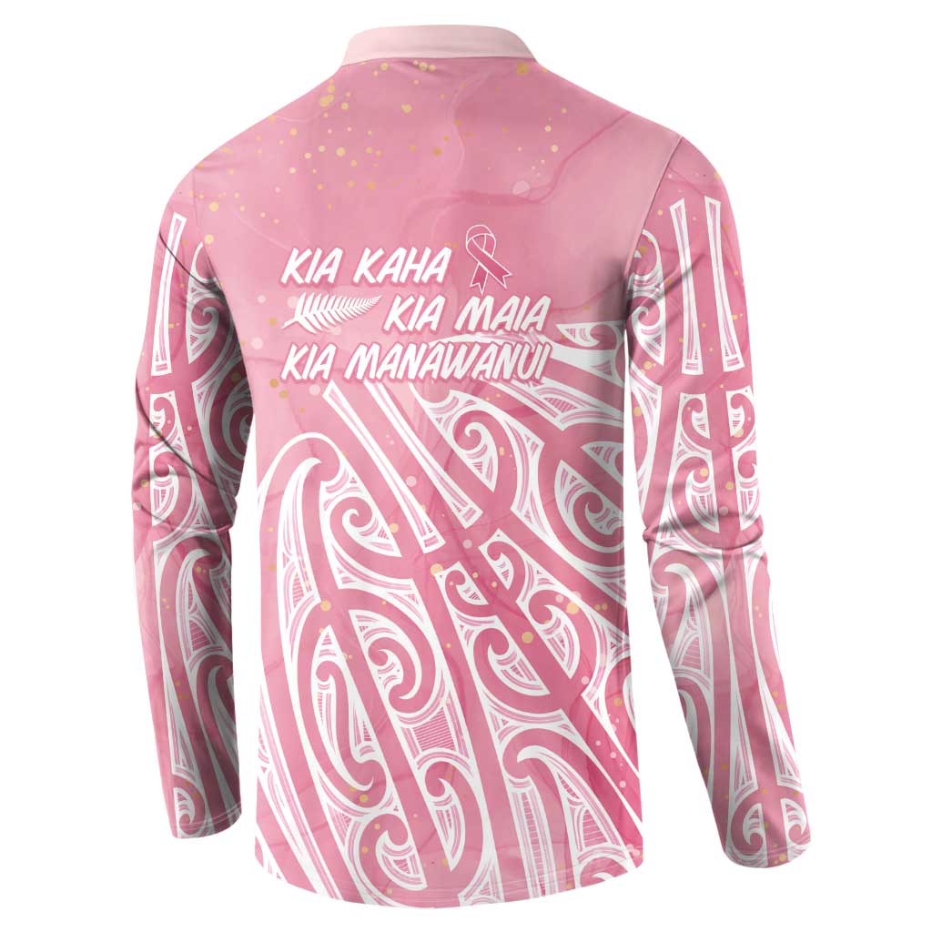 Breast Cancer Awareness Maori Button Sweatshirt Kia Kaha Kia Maia Kia Manawanui - Polynesian Pride