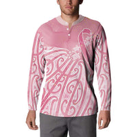 Breast Cancer Awareness Maori Button Sweatshirt Kia Kaha Kia Maia Kia Manawanui - Polynesian Pride