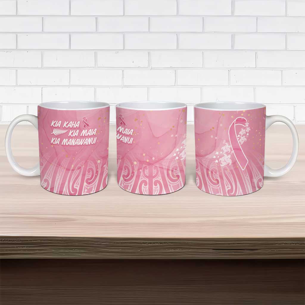 Breast Cancer Awareness Maori Ceramic Mug Kia Kaha Kia Maia Kia Manawanui - Polynesian Pride