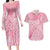 Breast Cancer Awareness Maori Couples Matching Long Sleeve Bodycon Dress and Hawaiian Shirt Kia Kaha Kia Maia Kia Manawanui - Polynesian Pride