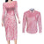 Breast Cancer Awareness Maori Couples Matching Long Sleeve Bodycon Dress and Long Sleeve Button Shirt Kia Kaha Kia Maia Kia Manawanui - Polynesian Pride