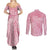Breast Cancer Awareness Maori Couples Matching Summer Maxi Dress and Long Sleeve Button Shirt Kia Kaha Kia Maia Kia Manawanui - Polynesian Pride