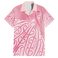 Breast Cancer Awareness Maori Family Matching Off Shoulder Short Dress and Hawaiian Shirt Kia Kaha Kia Maia Kia Manawanui - Polynesian Pride