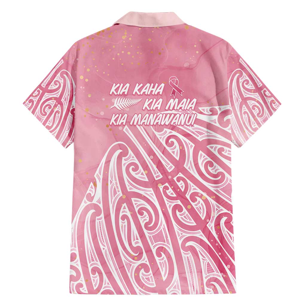 Breast Cancer Awareness Maori Family Matching Off Shoulder Short Dress and Hawaiian Shirt Kia Kaha Kia Maia Kia Manawanui - Polynesian Pride