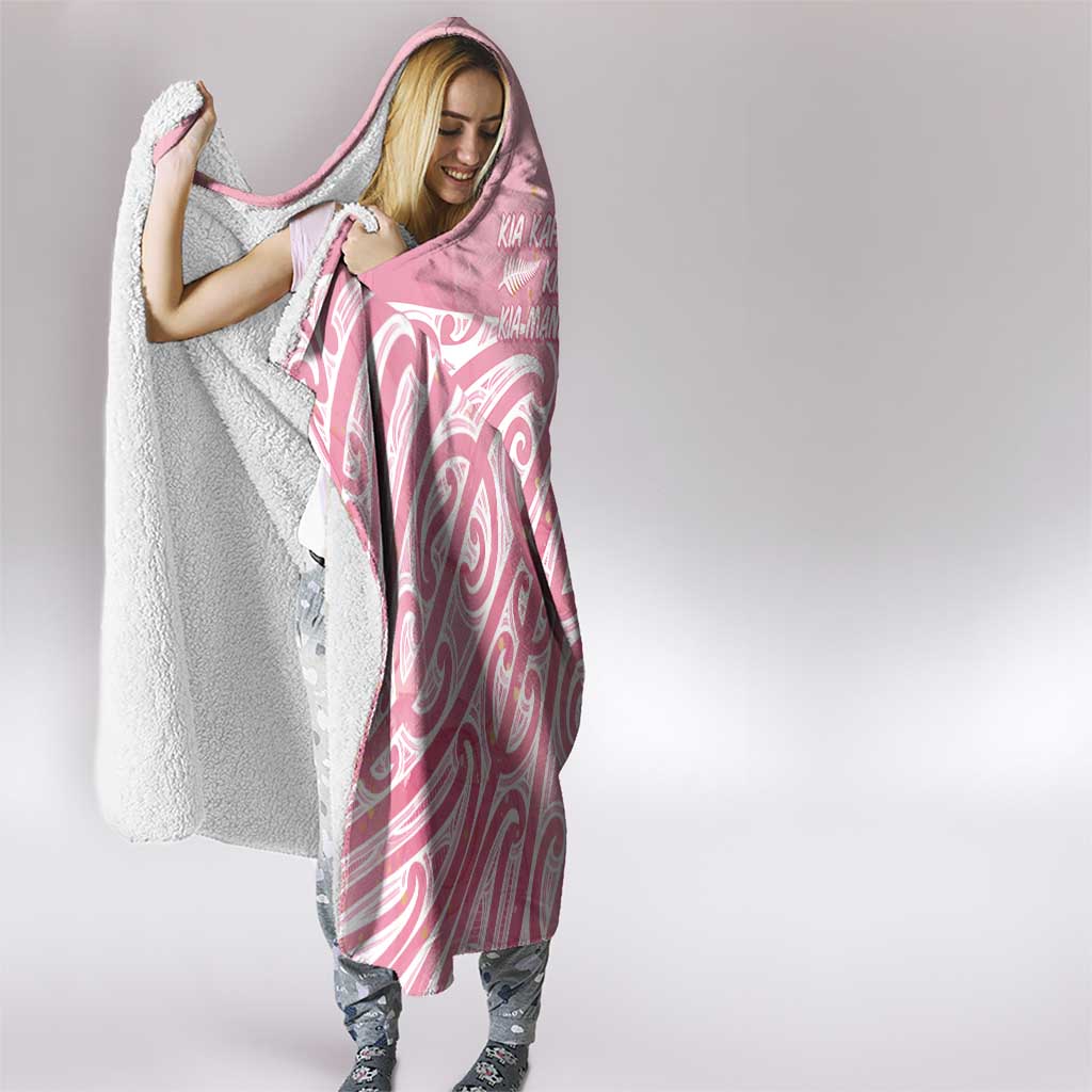 Breast Cancer Awareness Maori Hooded Blanket Kia Kaha Kia Maia Kia Manawanui - Polynesian Pride