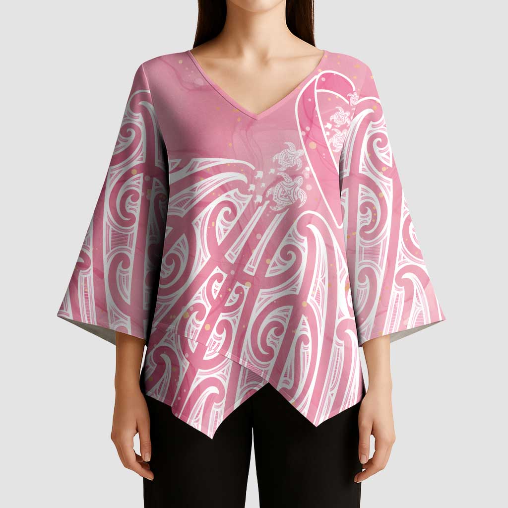 Breast Cancer Awareness Maori Kimono Sleeve Blouse Kia Kaha Kia Maia Kia Manawanui - Polynesian Pride