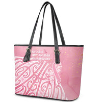 Breast Cancer Awareness Maori Leather Tote Bag Kia Kaha Kia Maia Kia Manawanui - Polynesian Pride