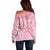 Breast Cancer Awareness Maori Off Shoulder Sweater Kia Kaha Kia Maia Kia Manawanui - Polynesian Pride