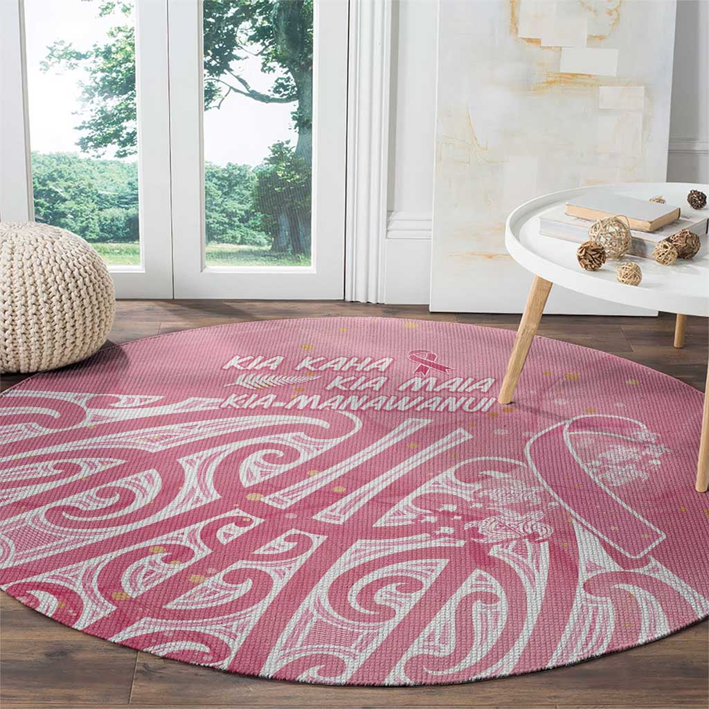Breast Cancer Awareness Maori Round Carpet Kia Kaha Kia Maia Kia Manawanui - Polynesian Pride