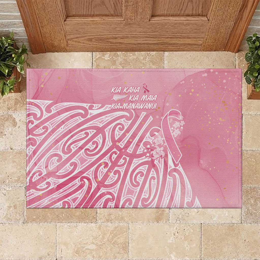 Breast Cancer Awareness Maori Rubber Doormat Kia Kaha Kia Maia Kia Manawanui - Polynesian Pride