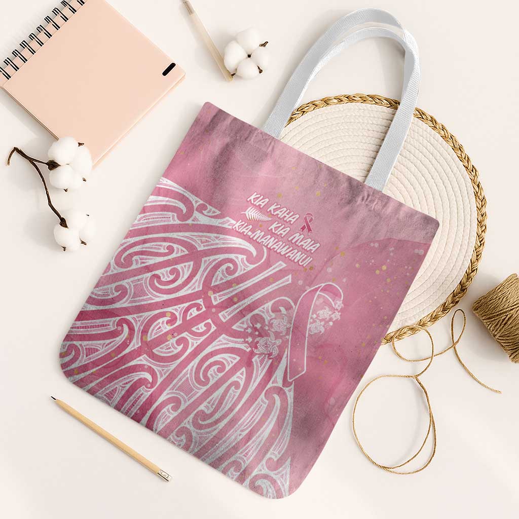Breast Cancer Awareness Maori Tote Bag Kia Kaha Kia Maia Kia Manawanui - Polynesian Pride