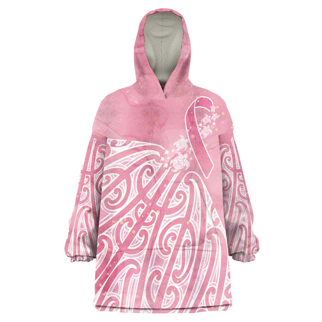 Breast Cancer Awareness Maori Wearable Blanket Hoodie Kia Kaha Kia Maia Kia Manawanui - Polynesian Pride