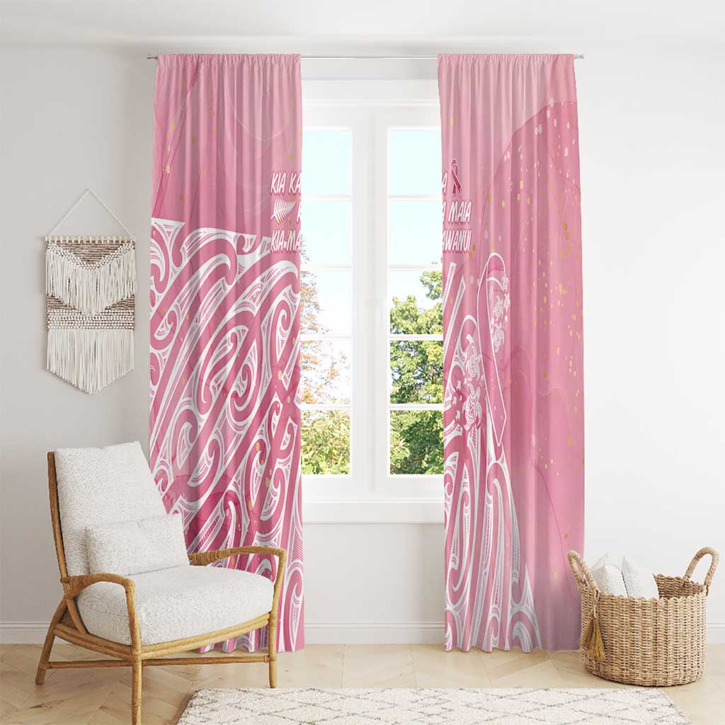 Breast Cancer Awareness Maori Window Curtain Kia Kaha Kia Maia Kia Manawanui - Polynesian Pride