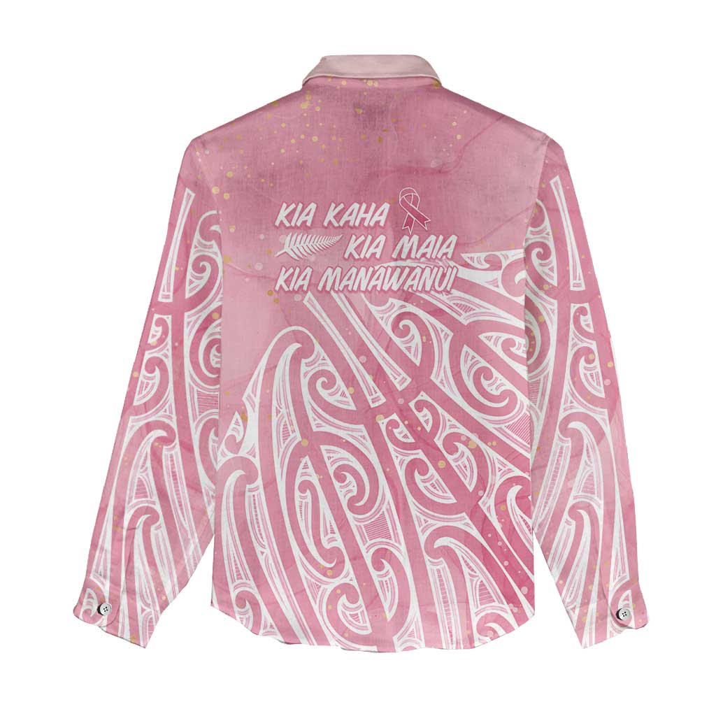 Breast Cancer Awareness Maori Women Casual Shirt Kia Kaha Kia Maia Kia Manawanui - Polynesian Pride