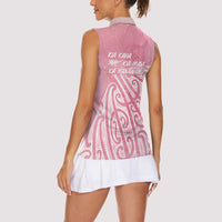 Breast Cancer Awareness Maori Women Sleeveless Polo Shirt Kia Kaha Kia Maia Kia Manawanui - Polynesian Pride
