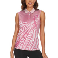Breast Cancer Awareness Maori Women Sleeveless Polo Shirt Kia Kaha Kia Maia Kia Manawanui - Polynesian Pride