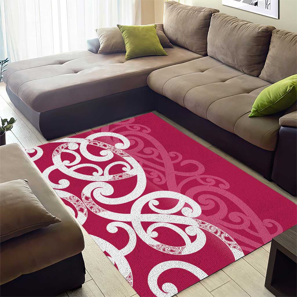 Breast Cancer Awareness Maori Area Rug Koru Kowhaiwhai - Polynesian Pride