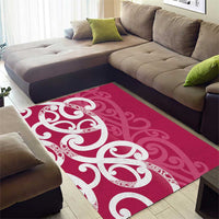 Breast Cancer Awareness Maori Area Rug Koru Kowhaiwhai - Polynesian Pride