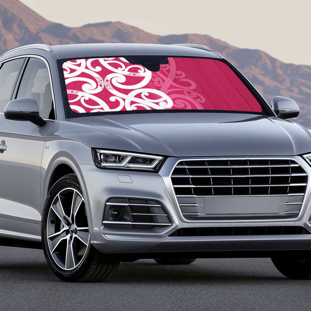 Breast Cancer Awareness Maori Auto Sun Shade Koru Kowhaiwhai - Polynesian Pride