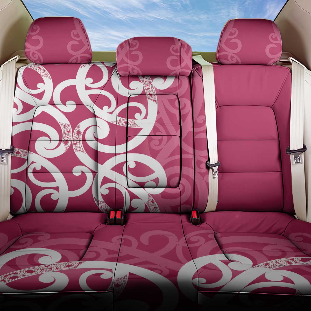 Breast Cancer Awareness Maori Back Car Seat Cover Koru Kowhaiwhai - Polynesian Pride