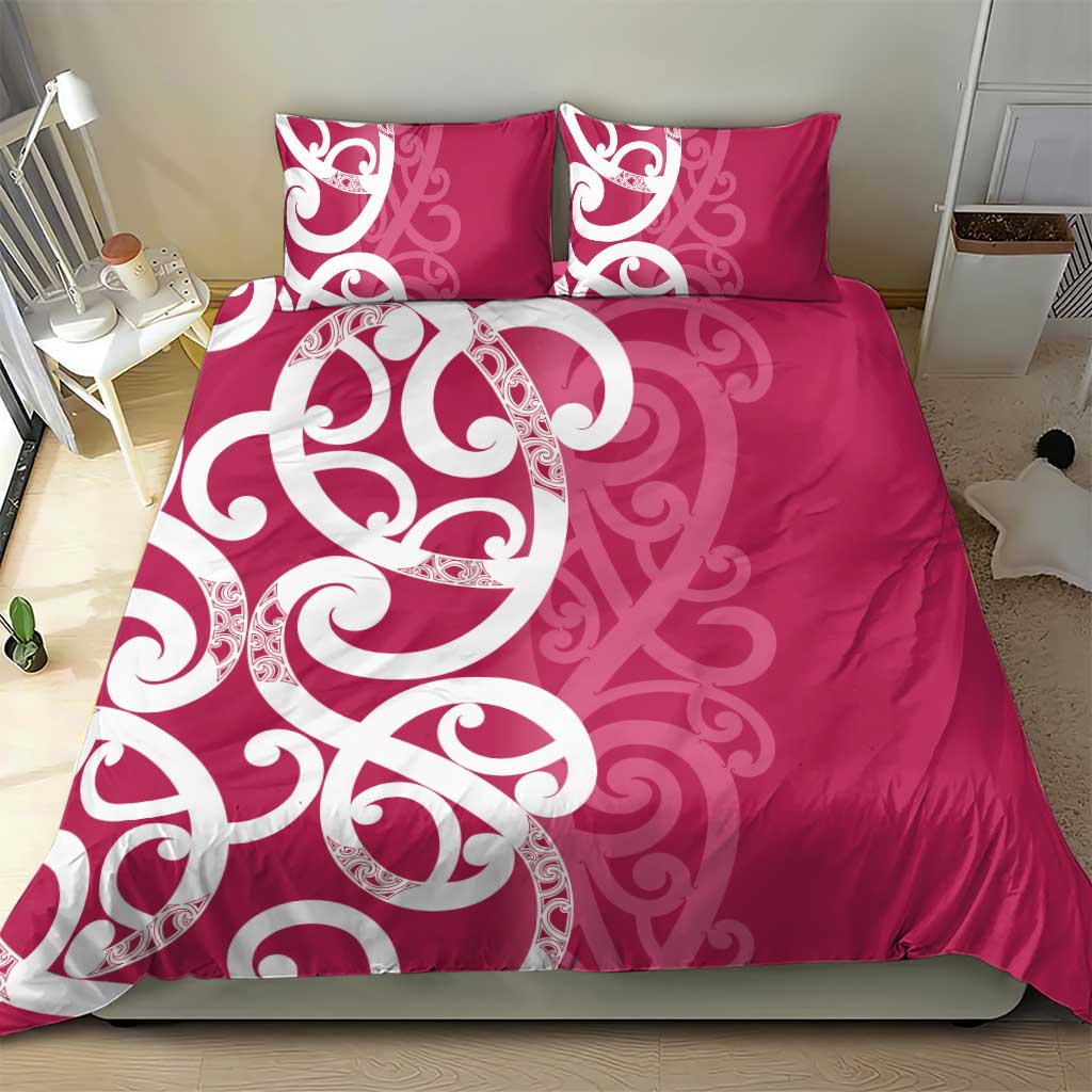 Breast Cancer Awareness Maori Bedding Set Koru Kowhaiwhai - Polynesian Pride