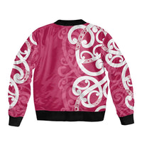 Breast Cancer Awareness Maori Bomber Jacket Koru Kowhaiwhai - Polynesian Pride
