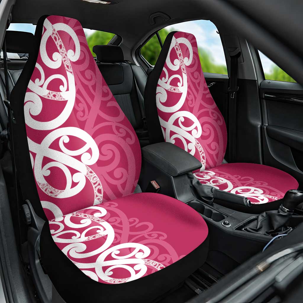 Breast Cancer Awareness Maori Car Seat Cover Koru Kowhaiwhai - Polynesian Pride