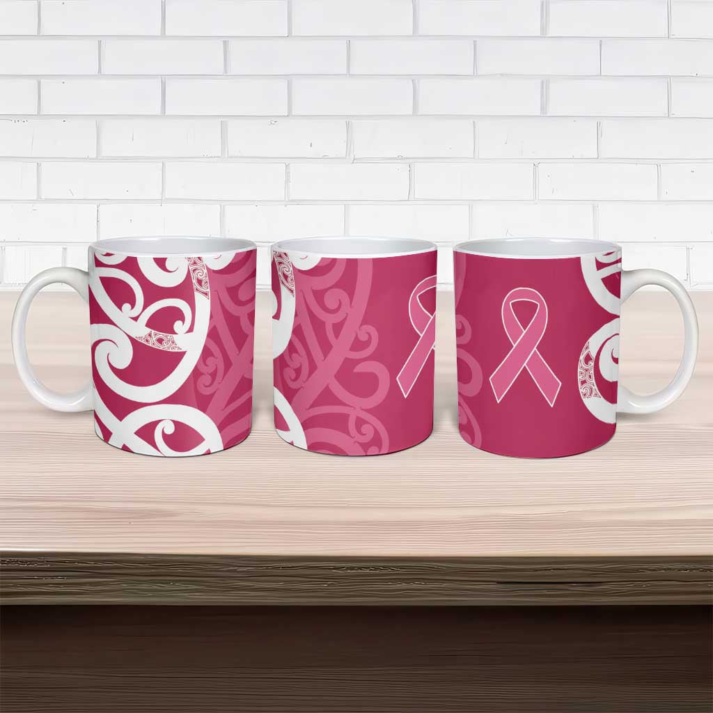 Breast Cancer Awareness Maori Ceramic Mug Koru Kowhaiwhai - Polynesian Pride