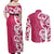 Breast Cancer Awareness Maori Couples Matching Off Shoulder Maxi Dress and Long Sleeve Button Shirt Koru Kowhaiwhai - Polynesian Pride