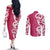 Breast Cancer Awareness Maori Couples Matching Off The Shoulder Long Sleeve Dress and Long Sleeve Button Shirt Koru Kowhaiwhai - Polynesian Pride