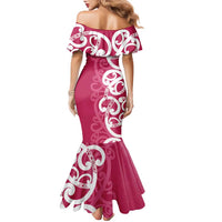 Breast Cancer Awareness Maori Family Matching Mermaid Dress and Hawaiian Shirt Koru Kowhaiwhai - Polynesian Pride