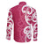 Breast Cancer Awareness Maori Family Matching Off The Shoulder Long Sleeve Dress and Hawaiian Shirt Koru Kowhaiwhai - Polynesian Pride