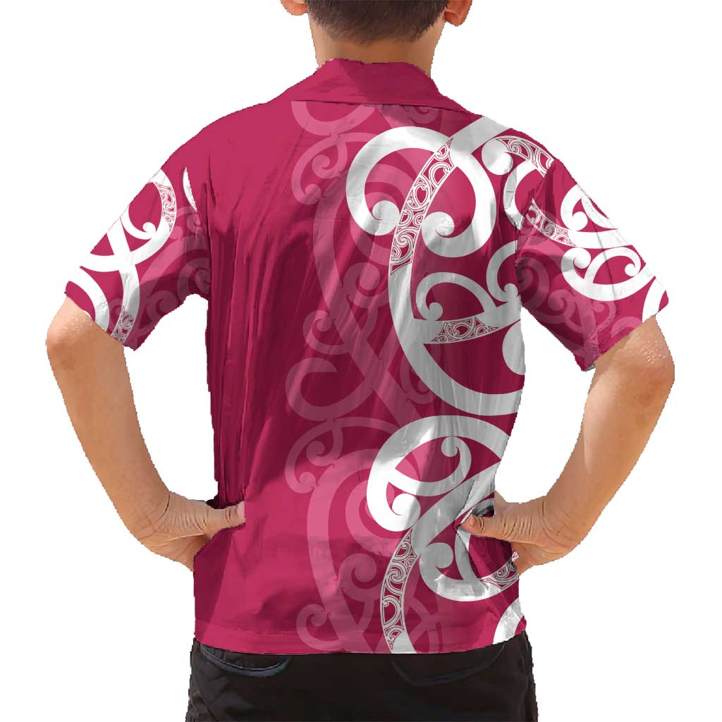 Breast Cancer Awareness Maori Family Matching Puletasi and Hawaiian Shirt Koru Kowhaiwhai - Polynesian Pride