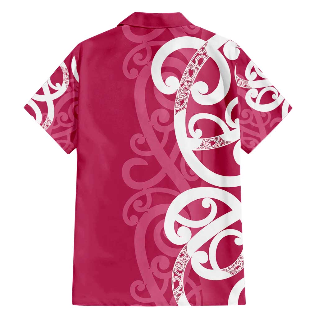 Breast Cancer Awareness Maori Family Matching Short Sleeve Bodycon Dress and Hawaiian Shirt Koru Kowhaiwhai - Polynesian Pride