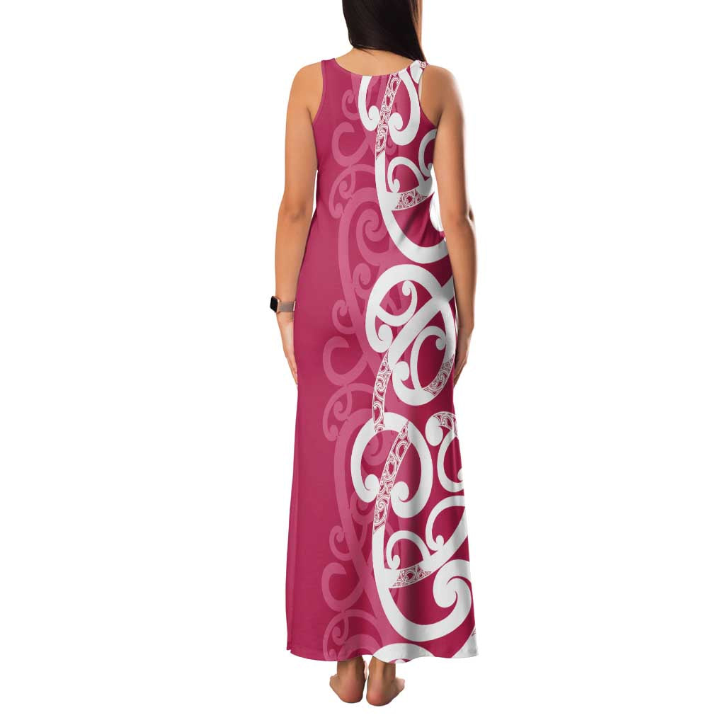 Breast Cancer Awareness Maori Family Matching Tank Maxi Dress and Hawaiian Shirt Koru Kowhaiwhai - Polynesian Pride