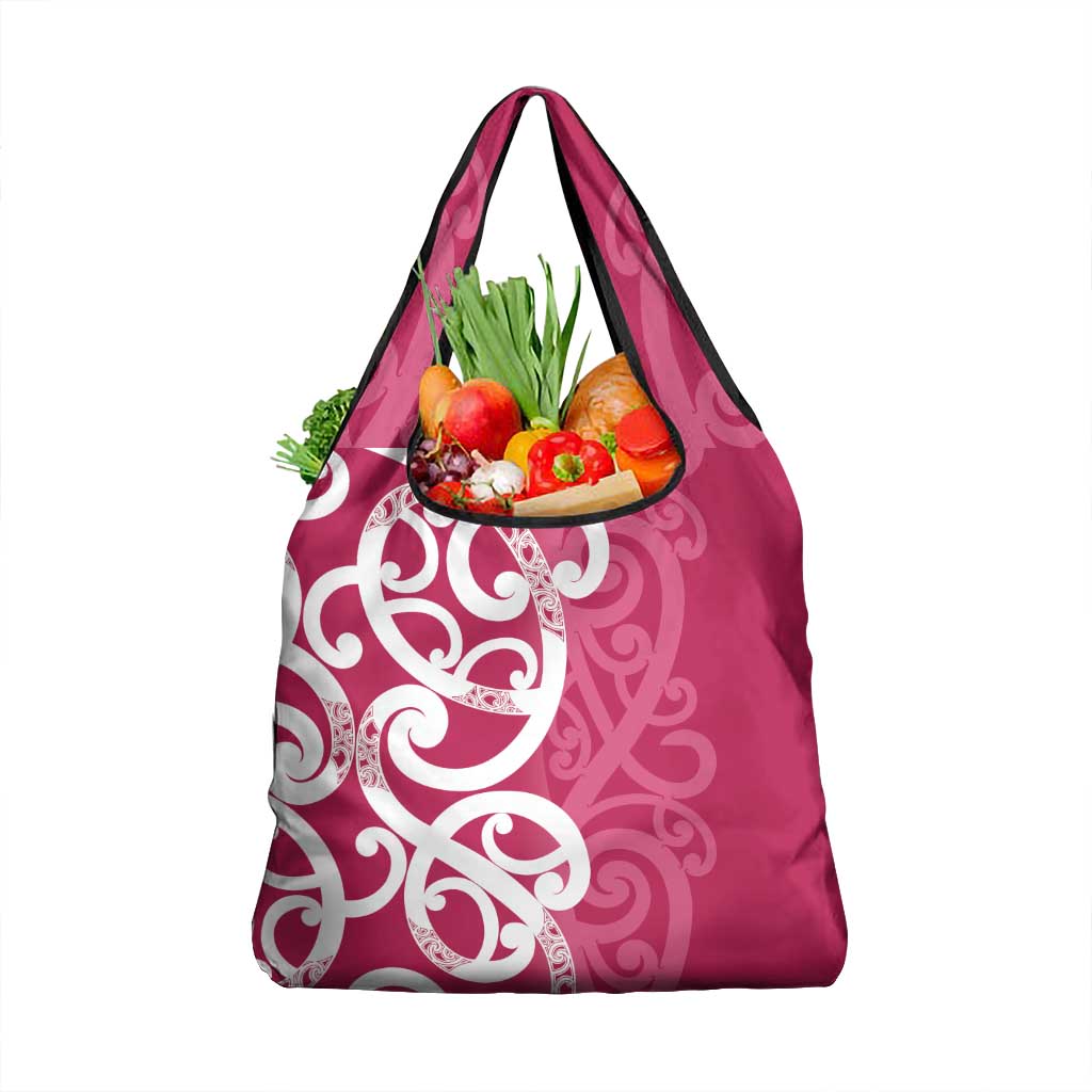 Breast Cancer Awareness Maori Grocery Bag Koru Kowhaiwhai - Polynesian Pride