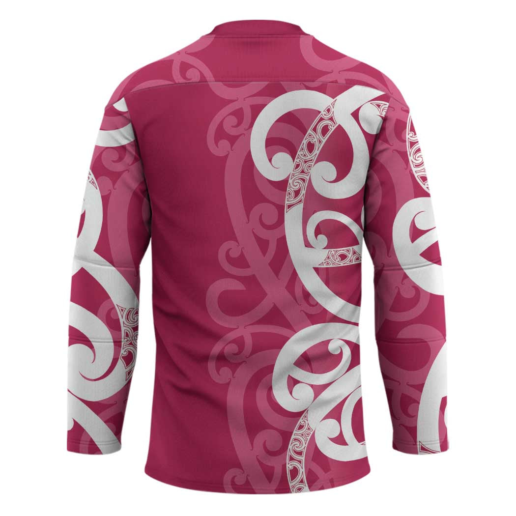 Breast Cancer Awareness Maori Hockey Jersey Koru Kowhaiwhai - Polynesian Pride