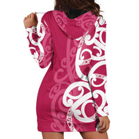 Breast Cancer Awareness Maori Hoodie Dress Koru Kowhaiwhai - Polynesian Pride