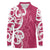 Breast Cancer Awareness Maori Long Sleeve Polo Shirt Koru Kowhaiwhai - Polynesian Pride