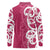 Breast Cancer Awareness Maori Long Sleeve Polo Shirt Koru Kowhaiwhai - Polynesian Pride