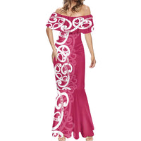 Breast Cancer Awareness Maori Mermaid Dress Koru Kowhaiwhai - Polynesian Pride